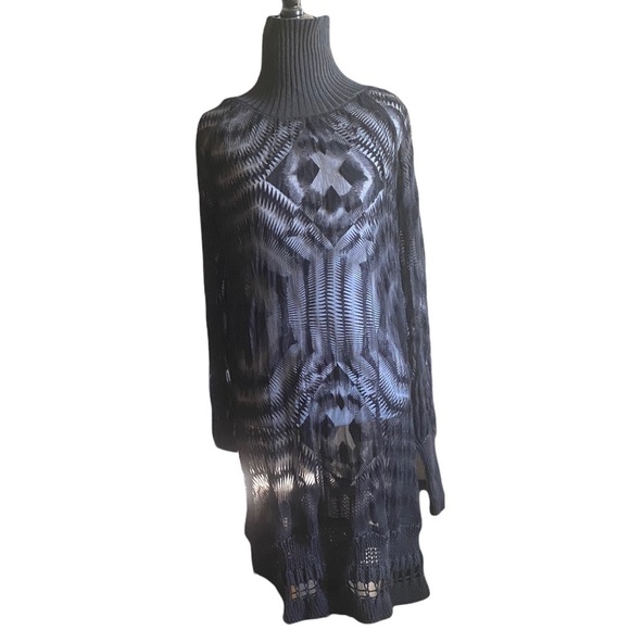 1990s Jean Paul Gaultier Sheer Silk Devore Black Velvet & Knit Dress Tunic SZ XL - Picture 4 of 12